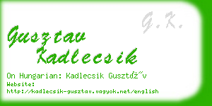 gusztav kadlecsik business card